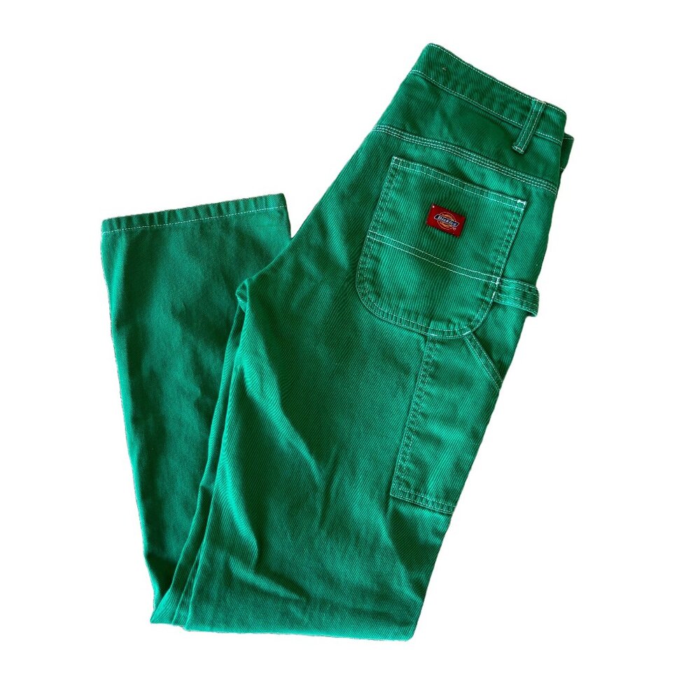 Dickies Jeans Womens Bright Green Denim Carpenter Painter Mid Rise 26x31 Pants